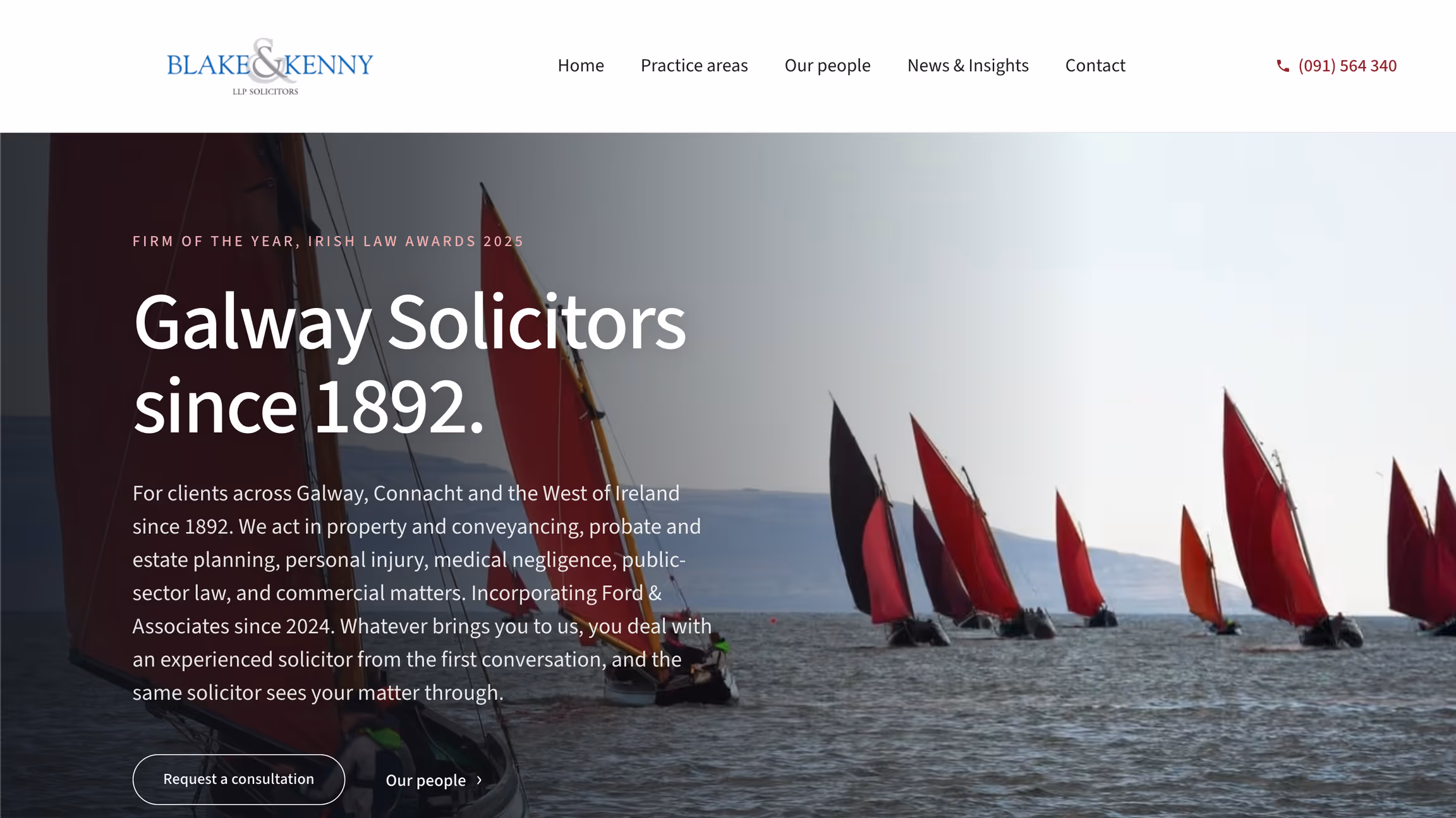 The live homepage of Blake & Kenny LLP