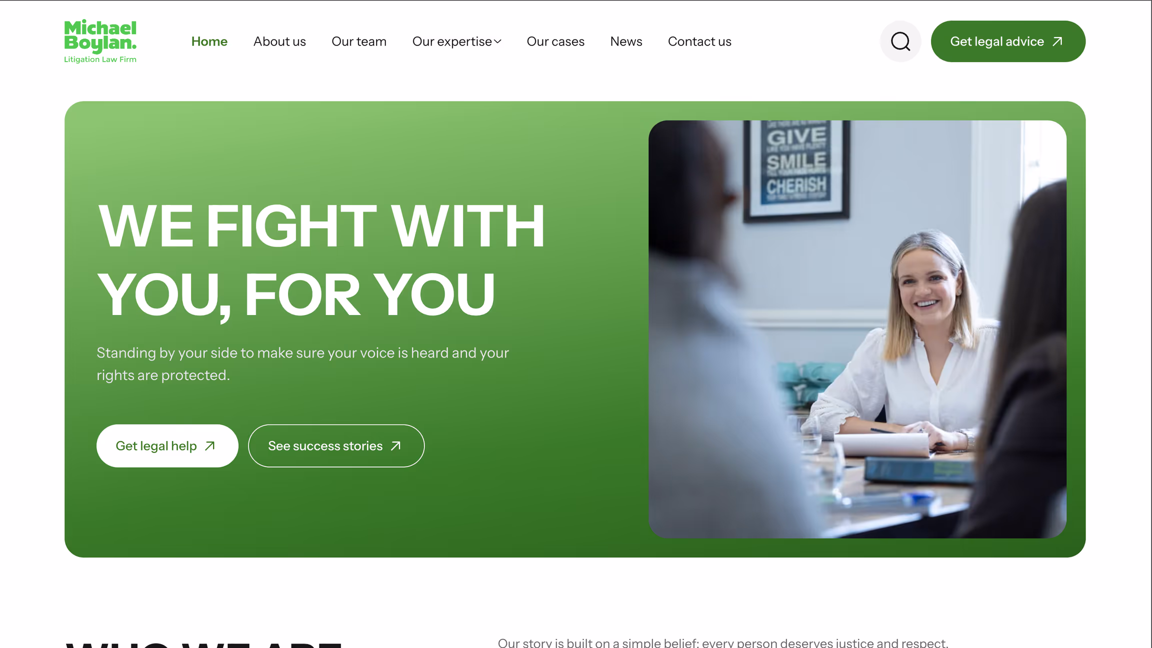 The live homepage of Michael Boylan Litigation