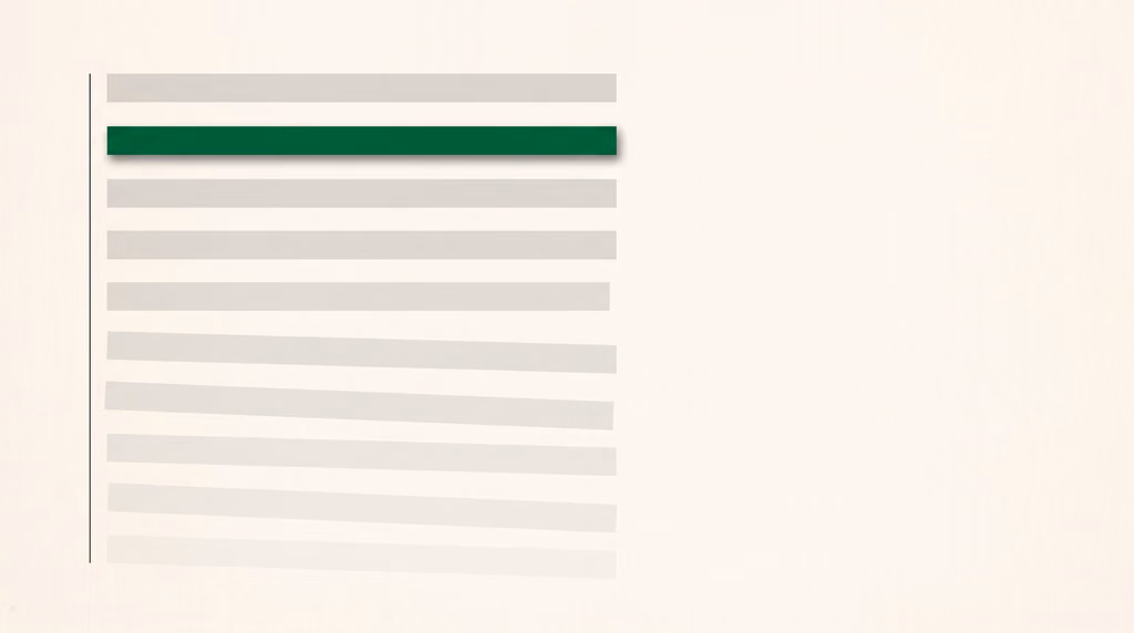 A list of grey result lines with one line in green, the source an AI search answer picks out and cites